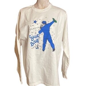 Vintage 80s long sleeve T-shirt I'm Dreaming of a Blue Christmas White Blue OS